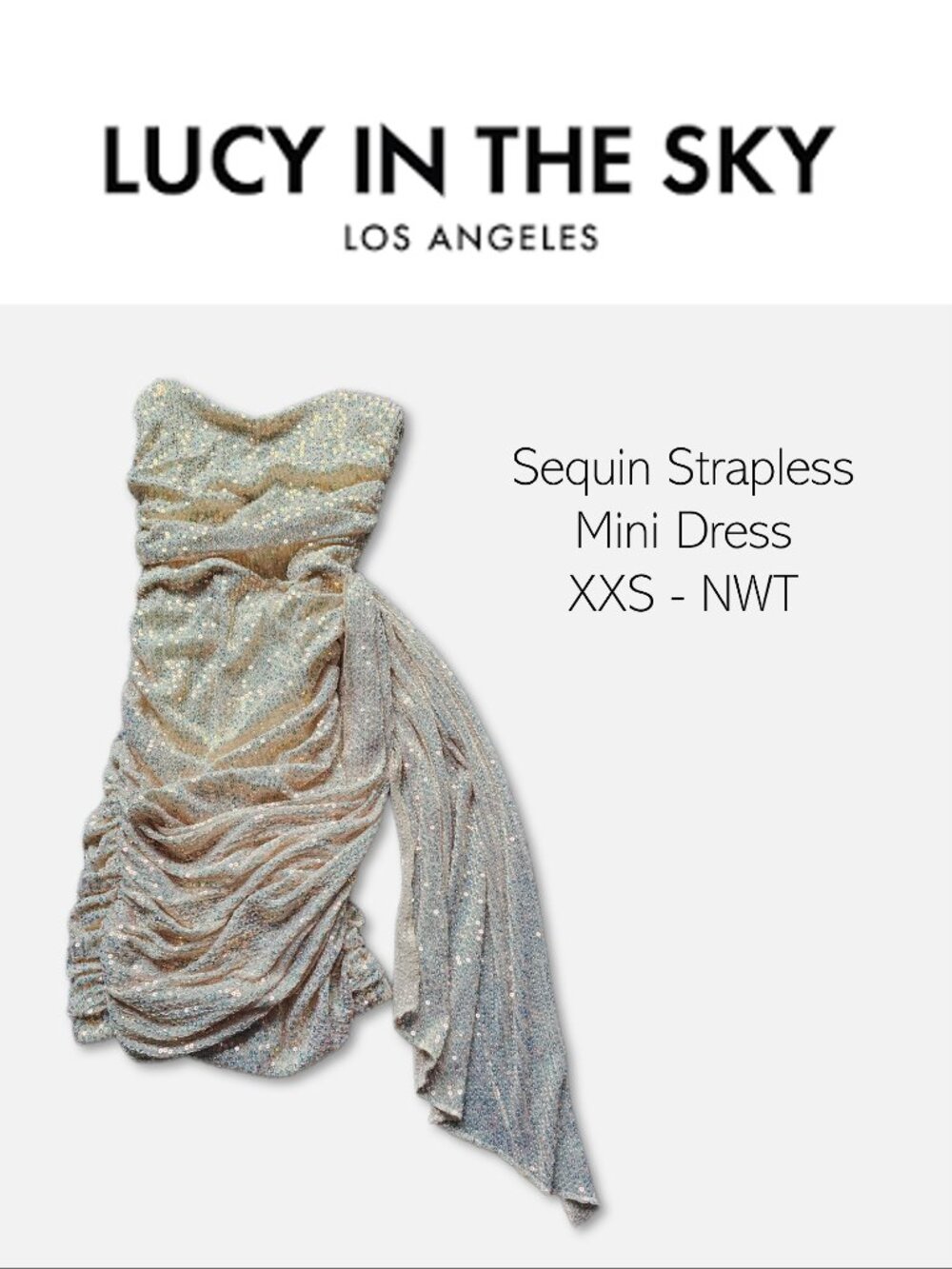 Lucy in the Sky Cream Sequin Strapless Mini Dress XXS - NWT